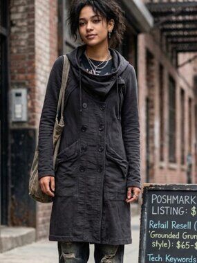 Prairie Underground Black Hooded Double-Breasted Trench Coat